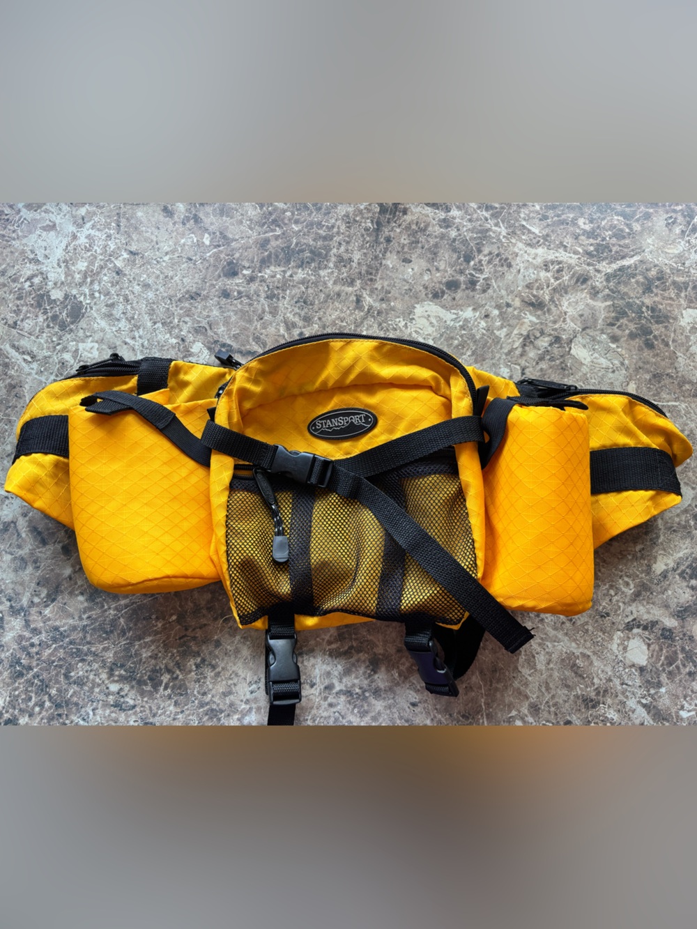 Stansport Hydration Waist Pack Yellow Hiking Fanny Pack Water Bottle Compartment